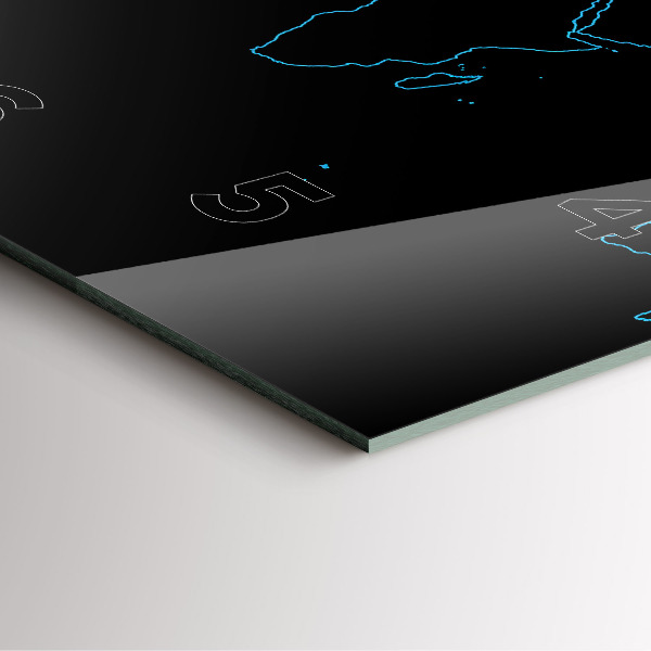 Skleněné hodiny čtvercové Obrysy mapy světa