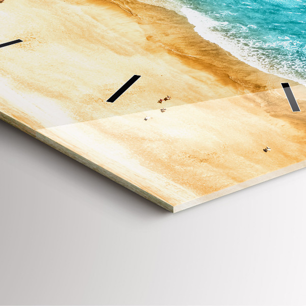 Skleněné hodiny čtvercové Lidé na mořské pláži