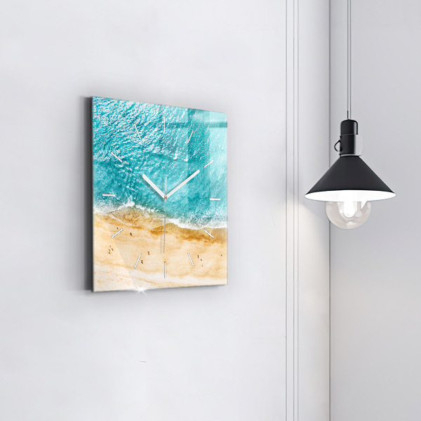 Skleněné hodiny čtvercové Lidé na mořské pláži