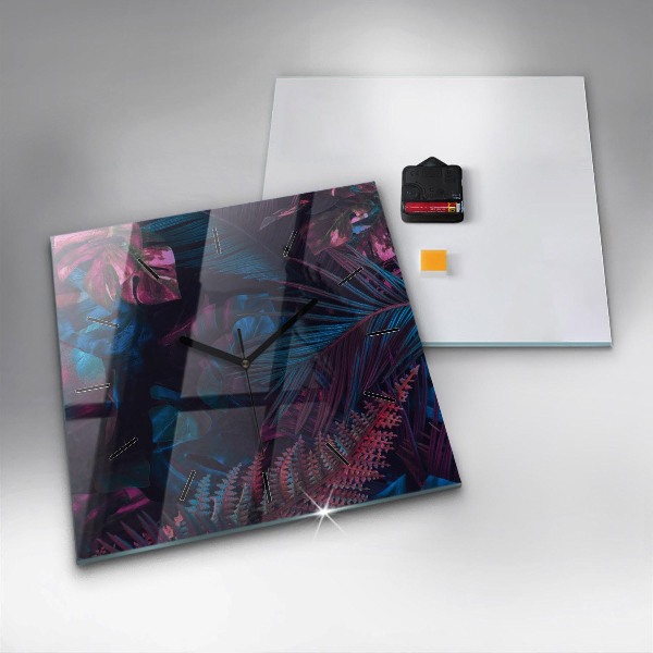 Skleněné hodiny čtvercové Exotické květiny