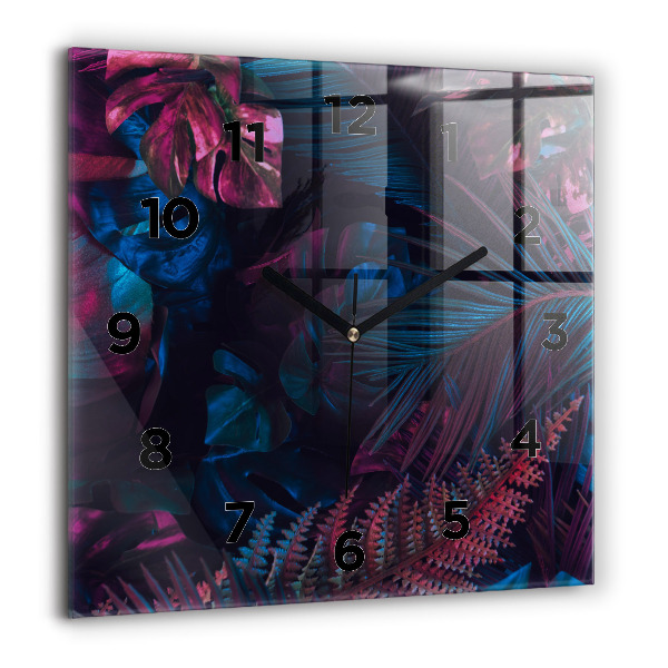 Skleněné hodiny čtvercové Exotické květiny