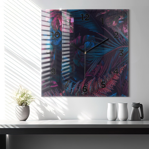 Skleněné hodiny čtvercové Exotické květiny