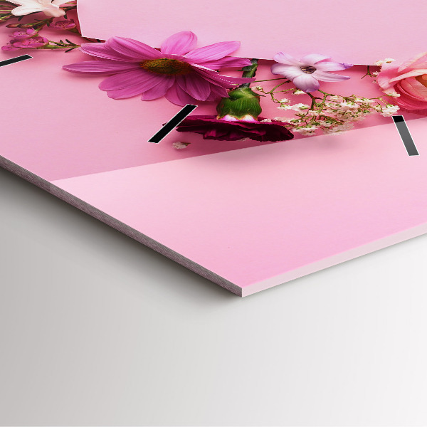 Skleněné hodiny čtvercové Srdce z květin