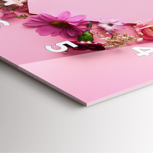 Skleněné hodiny čtvercové Srdce z květin