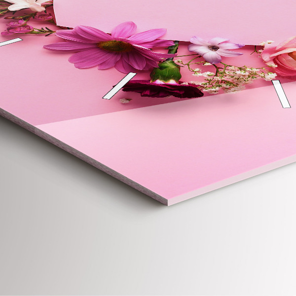 Skleněné hodiny čtvercové Srdce z květin