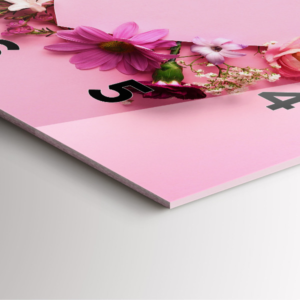 Skleněné hodiny čtvercové Srdce z květin