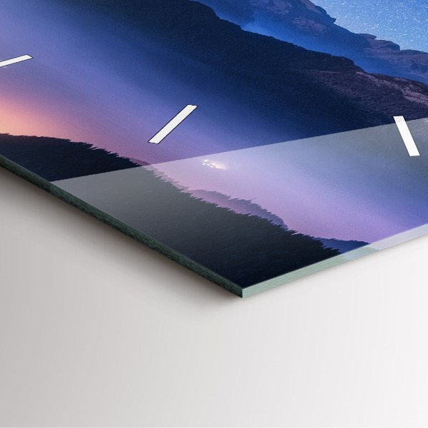 Skleněné hodiny čtvercové Mléčná dráha a hory