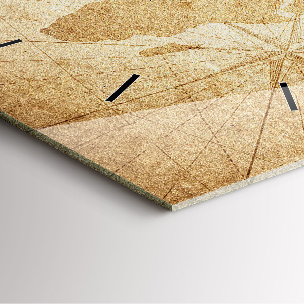 Skleněné hodiny čtvercové Vintage mapa světa