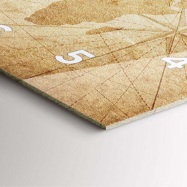 Skleněné hodiny čtvercové Vintage mapa světa