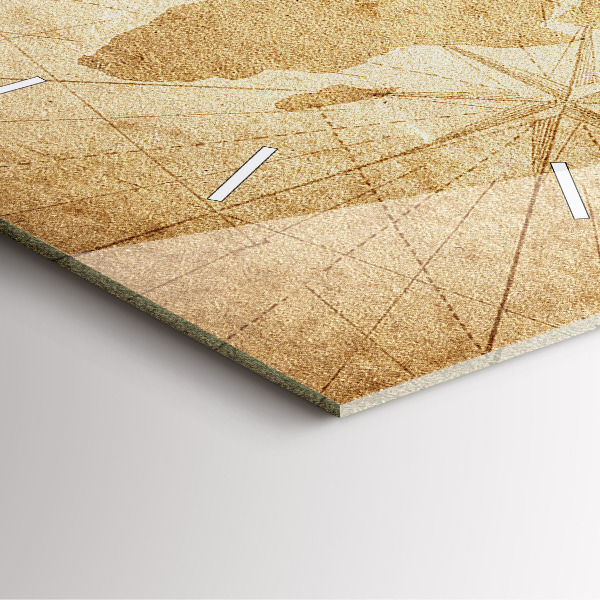 Skleněné hodiny čtvercové Vintage mapa světa