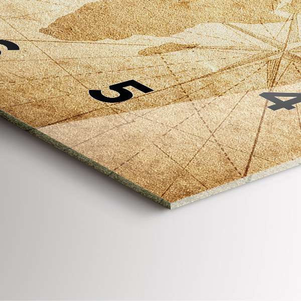 Skleněné hodiny čtvercové Vintage mapa světa