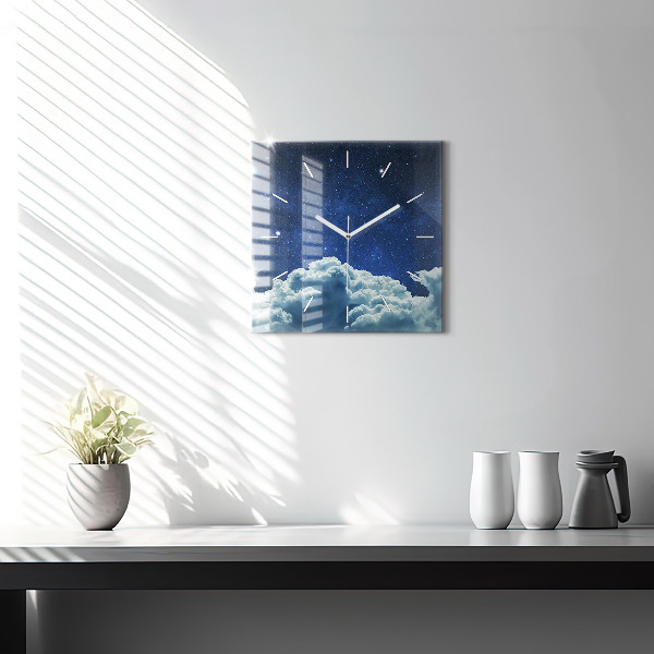 Skleněné hodiny čtvercové Noční obloha
