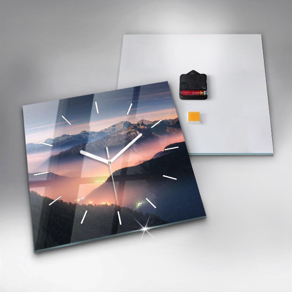Skleněné hodiny čtvercové Krajina horských vrcholů