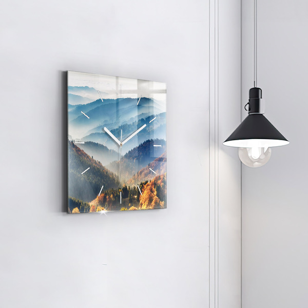 Skleněné hodiny čtvercové Horská krajina