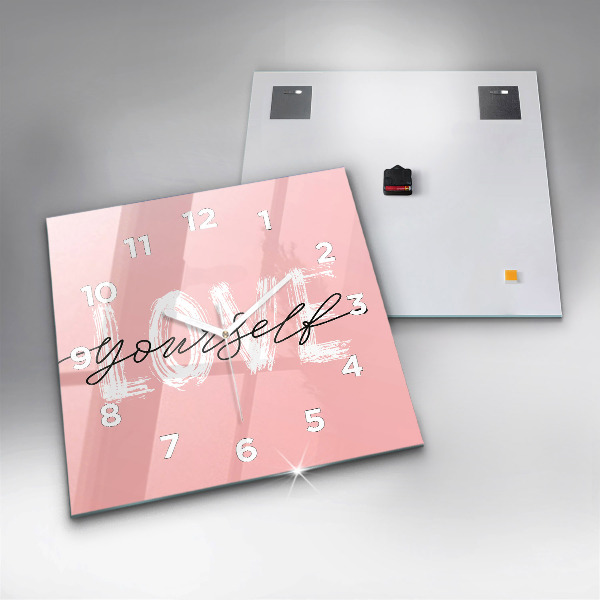 Skleněné hodiny čtvercové Nápis Miluj se