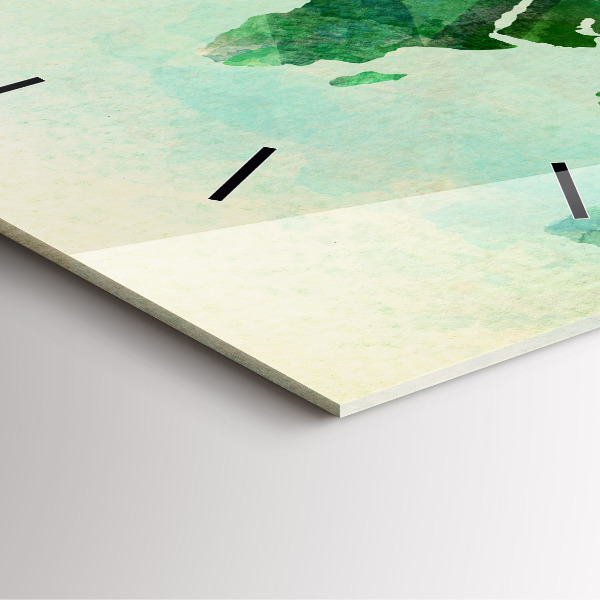 Skleněné hodiny čtvercové Akvarelová mapa světa