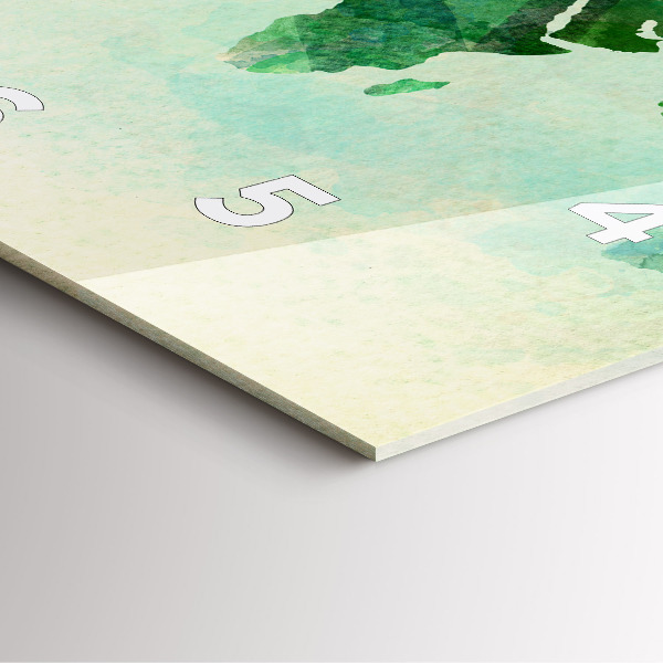 Skleněné hodiny čtvercové Akvarelová mapa světa