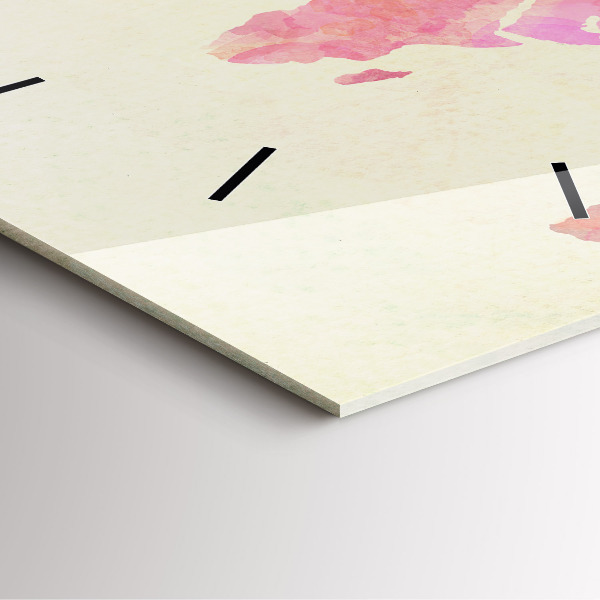 Skleněné hodiny čtvercové Akvarelová mapa světa