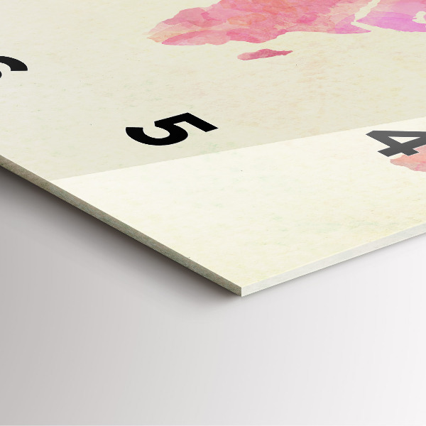 Skleněné hodiny čtvercové Akvarelová mapa světa