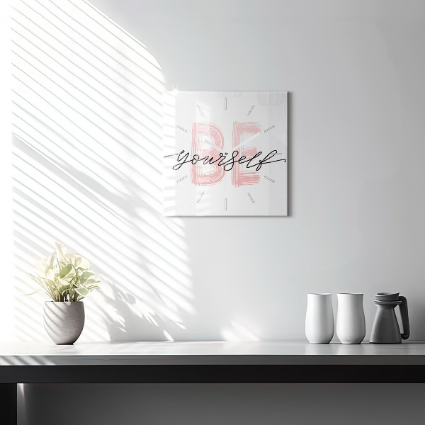 Skleněné hodiny čtvercové Nápis Buď sám sebou