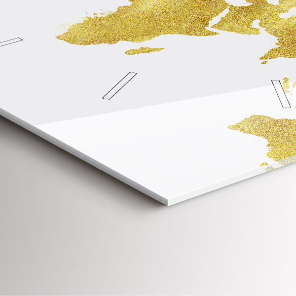 Skleněné hodiny čtvercové Zlatá mapa světa