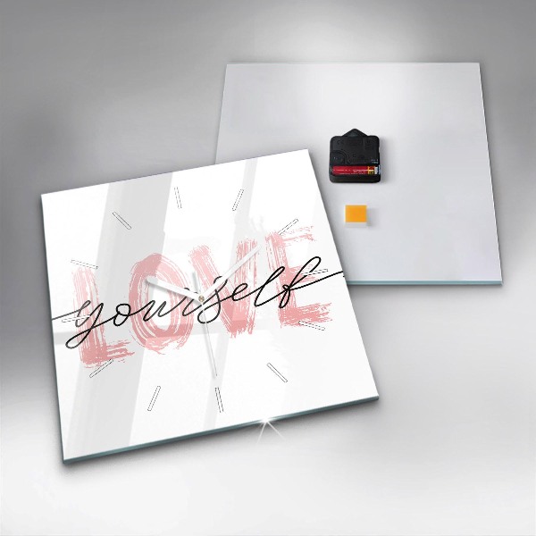 Skleněné hodiny čtvercové Nápis Miluj se