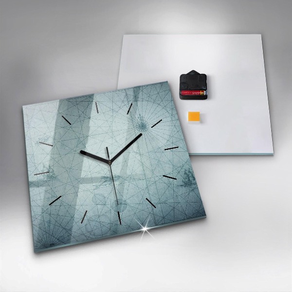 Skleněné hodiny čtvercové Vintage mapa