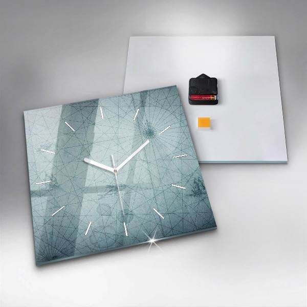 Skleněné hodiny čtvercové Vintage mapa