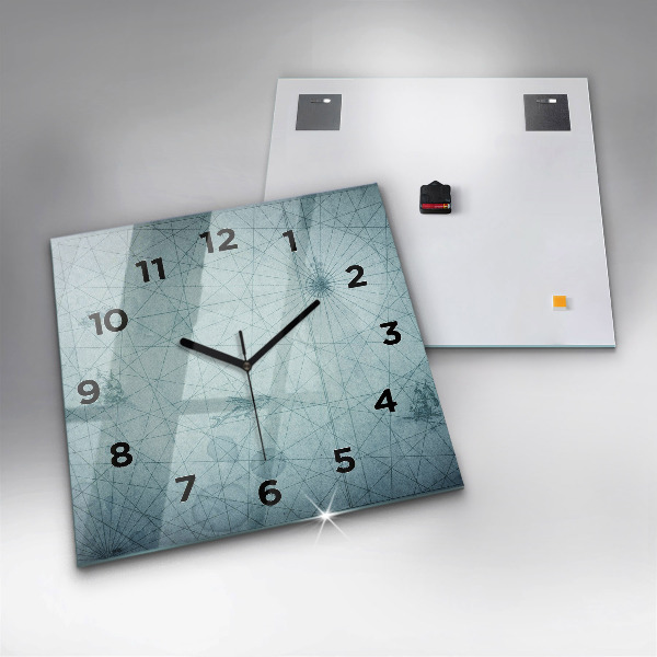 Skleněné hodiny čtvercové Vintage mapa