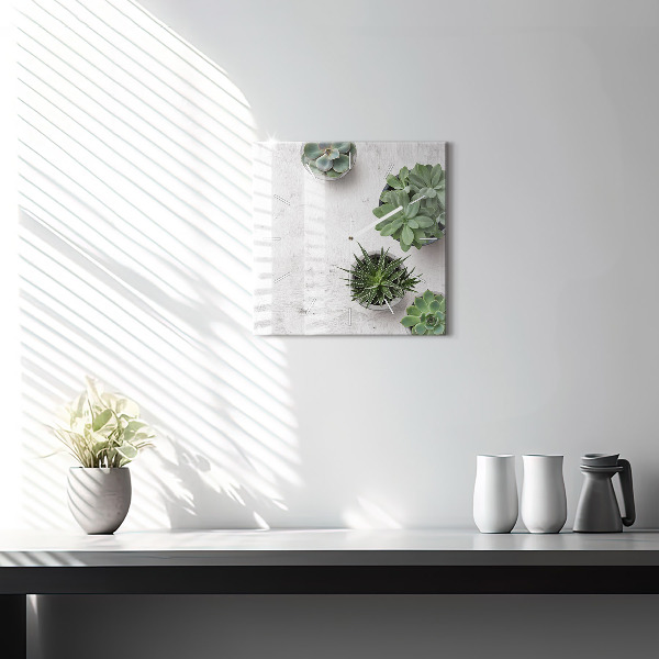 Skleněné hodiny čtvercové Dekorativní rostliny