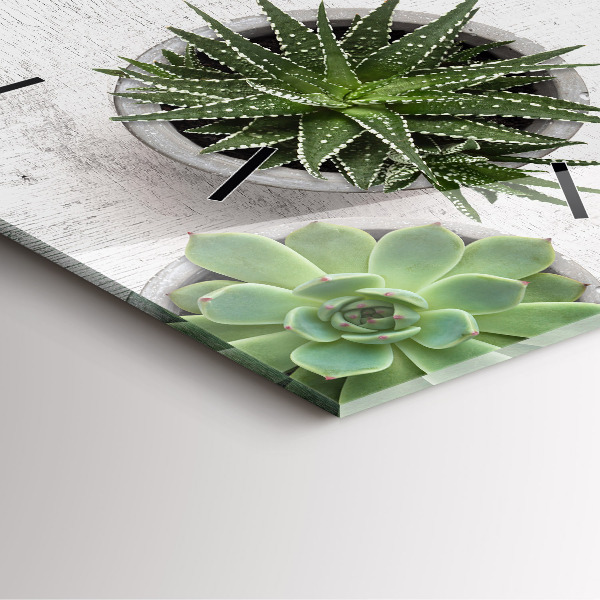 Skleněné hodiny čtvercové Dekorativní rostliny