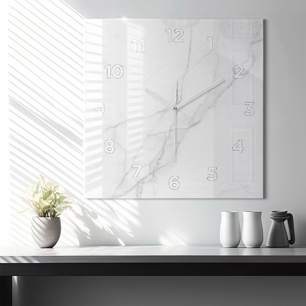 Skleněné hodiny čtvercové Dekorativní mramor