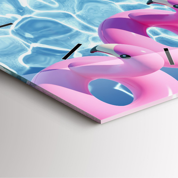 Skleněné hodiny čtvercové Nafukovací plameňáci