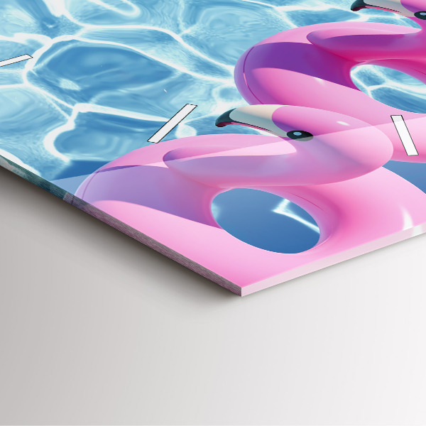 Skleněné hodiny čtvercové Nafukovací plameňáci