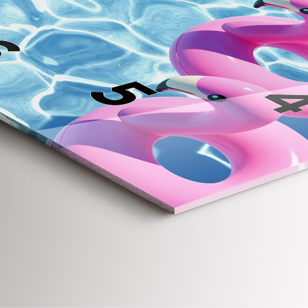 Skleněné hodiny čtvercové Nafukovací plameňáci