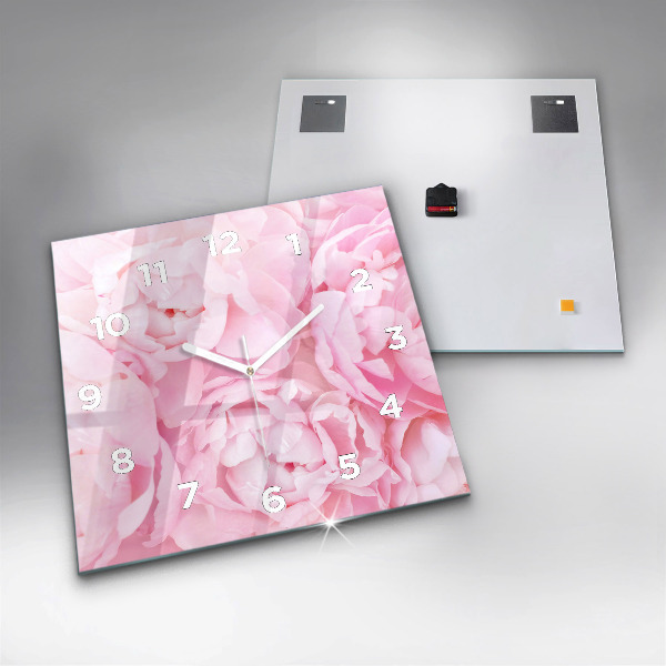 Skleněné hodiny čtvercové Kvetoucí květiny