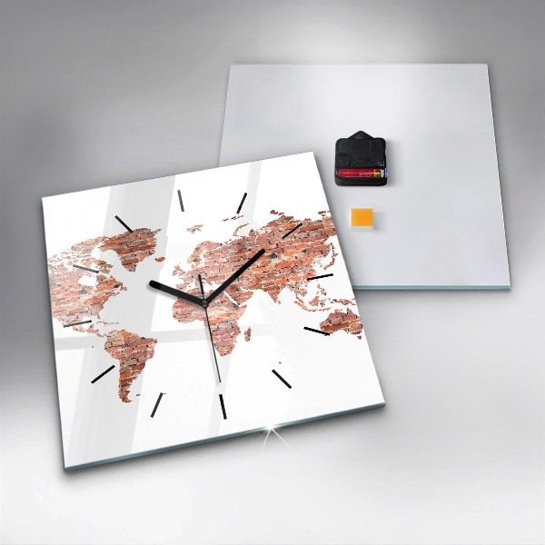 Skleněné hodiny čtvercové Stará cihlová mapa