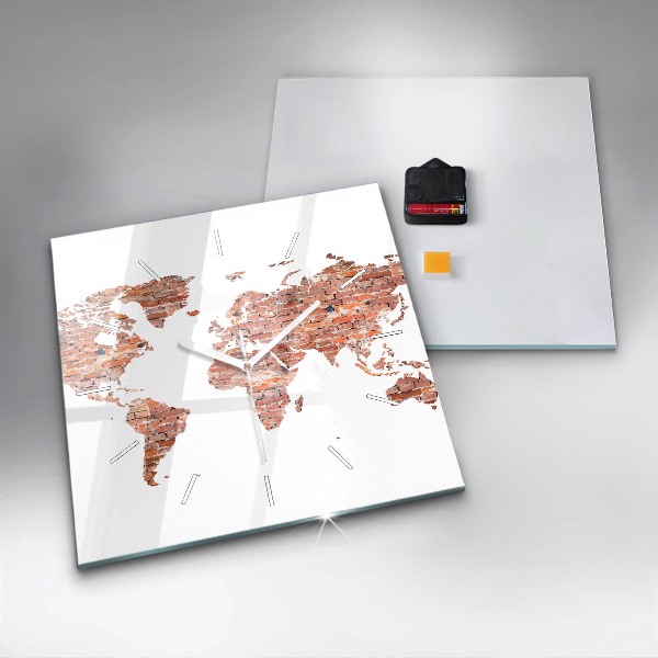 Skleněné hodiny čtvercové Stará cihlová mapa