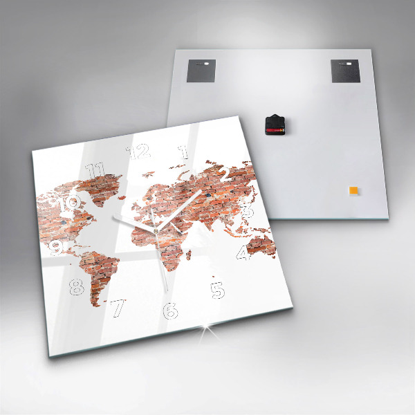 Skleněné hodiny čtvercové Stará cihlová mapa