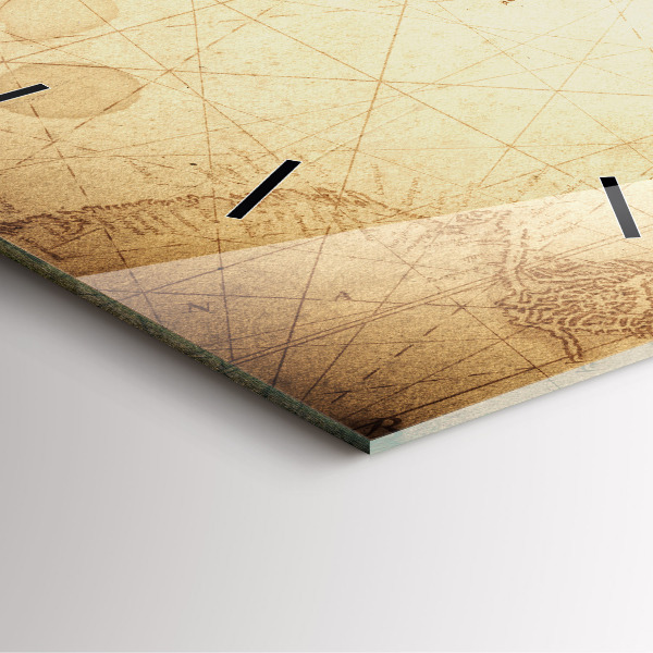 Skleněné hodiny čtvercové Stará mapa světa