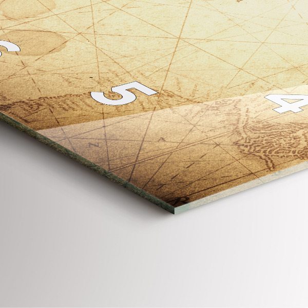 Skleněné hodiny čtvercové Stará mapa světa