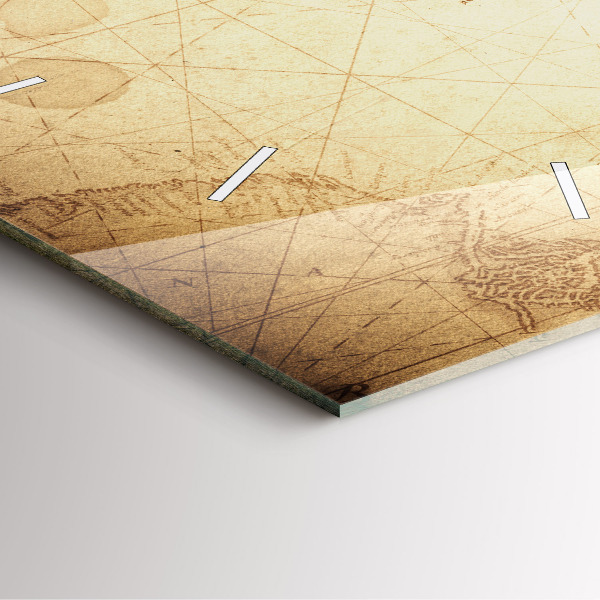 Skleněné hodiny čtvercové Stará mapa světa