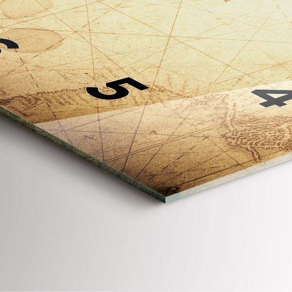 Skleněné hodiny čtvercové Stará mapa světa