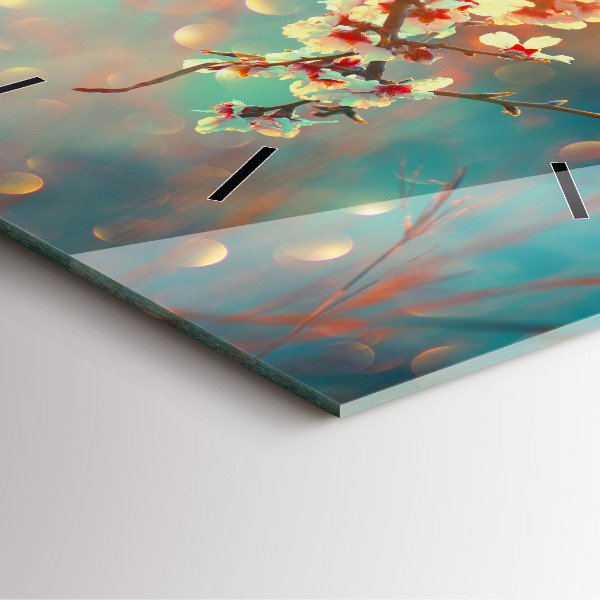 Skleněné hodiny čtvercové Jarní květiny