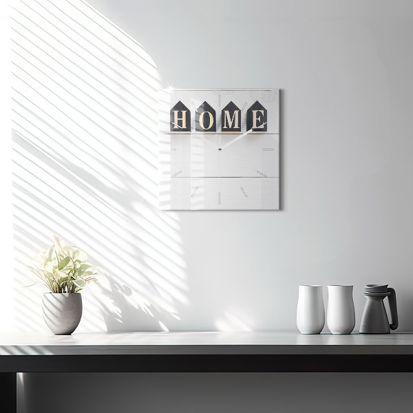 Skleněné hodiny čtvercové Nápis House