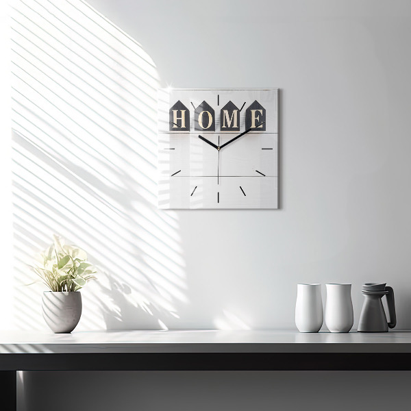 Skleněné hodiny čtvercové Nápis House