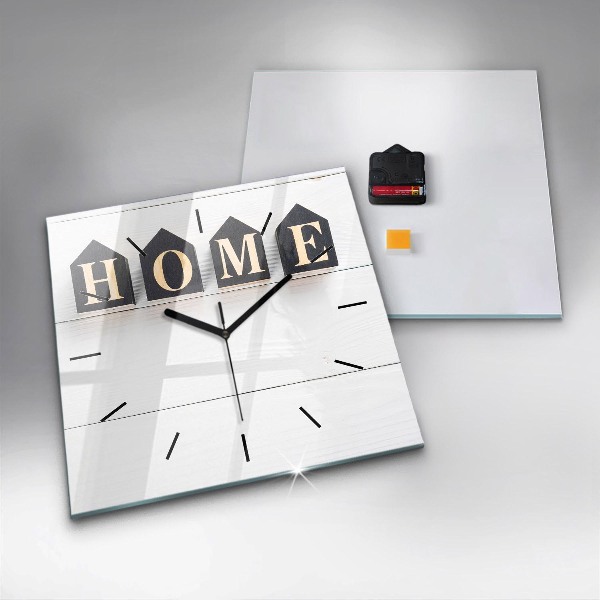 Skleněné hodiny čtvercové Nápis House