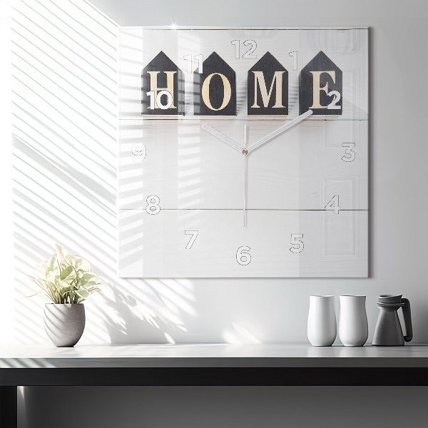 Skleněné hodiny čtvercové Nápis House
