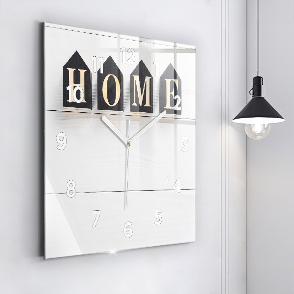 Skleněné hodiny čtvercové Nápis House