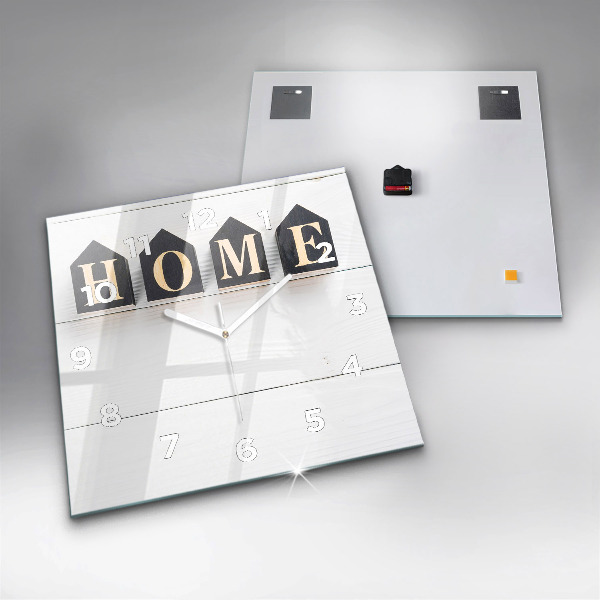 Skleněné hodiny čtvercové Nápis House